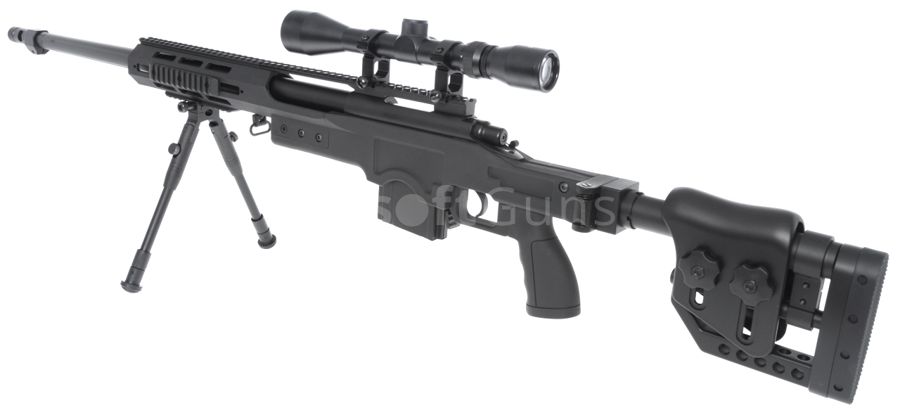 M24 RAS, black, bipod, scope, Well, MB4411D | AirsoftGuns