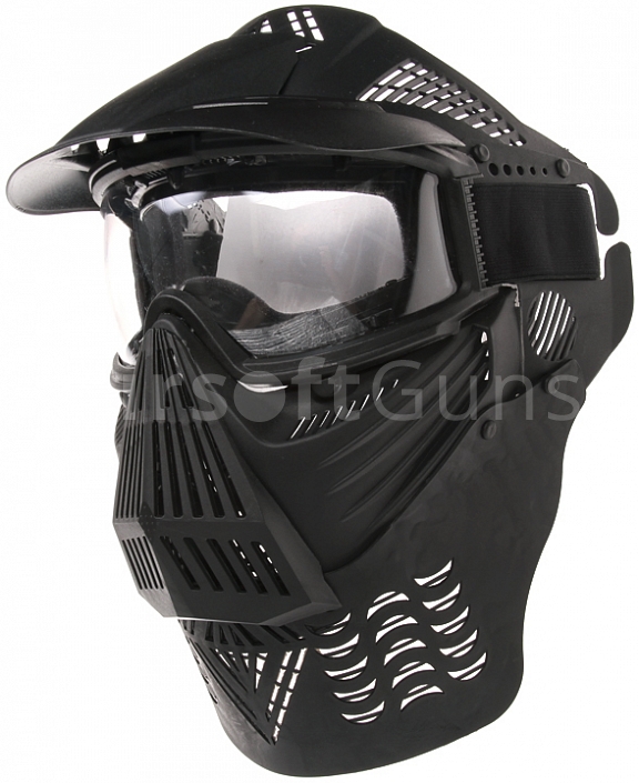 Protective mask, with lens, large, black, ACM