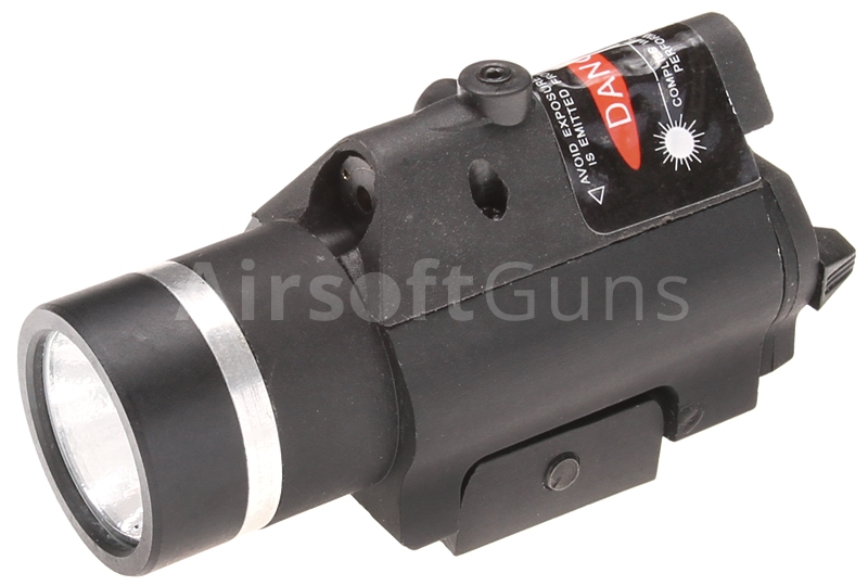 Tactical flashlight, full metal, M7, LED, laser, black, ACM