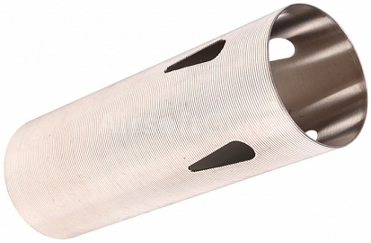 Bore-Up polished stainless steel cylinder M4, ribbed V cutout, SHS