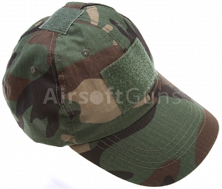 Baseball cap, velcro panels, woodland, ACM