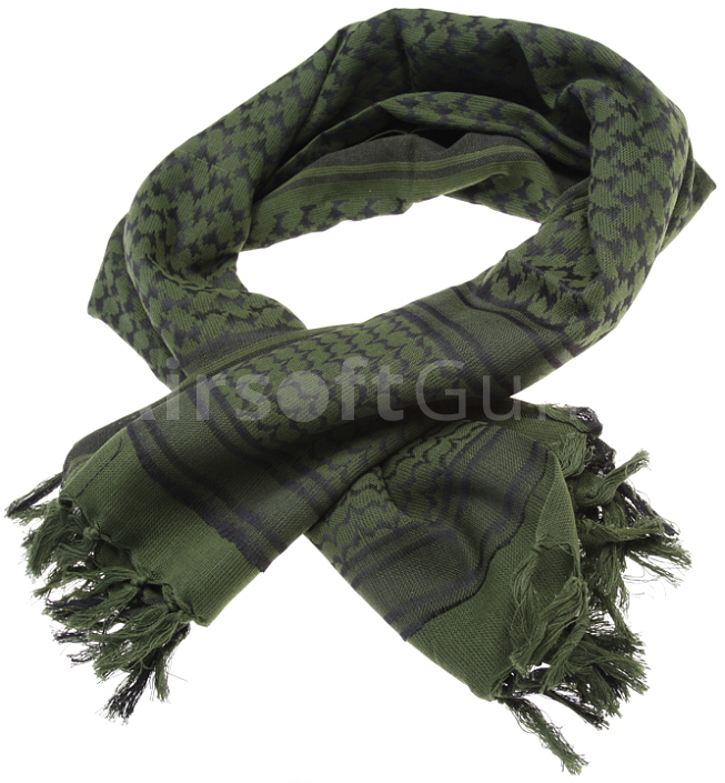 Scarf shemag, 110x110, green, black, ACM