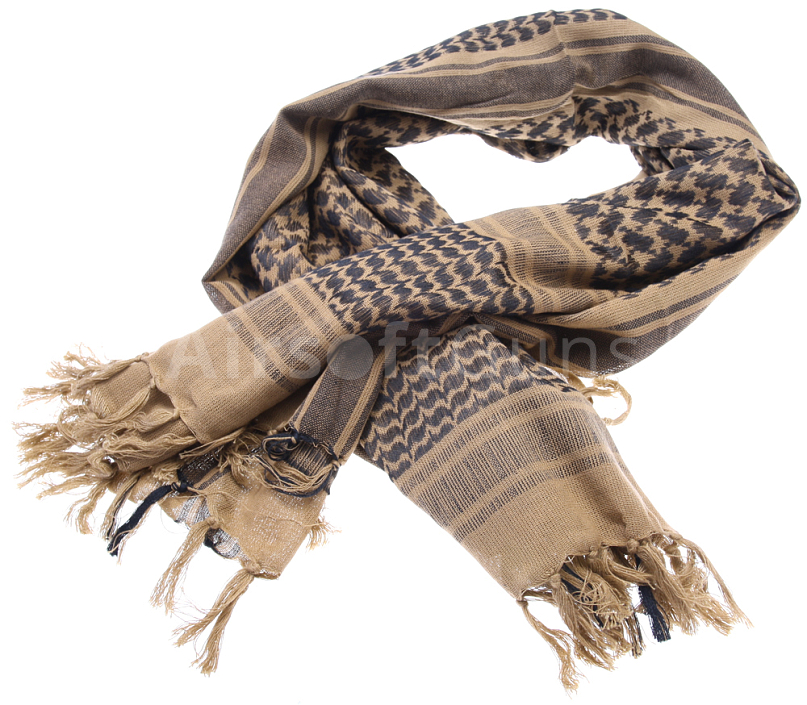 Scarf shemag, 110x110, khaki, black, ACM