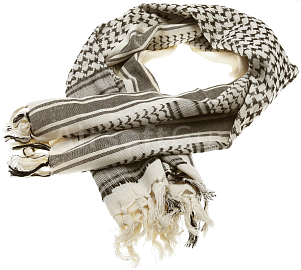 Scarf shemag, 110x110, white, black, ACM