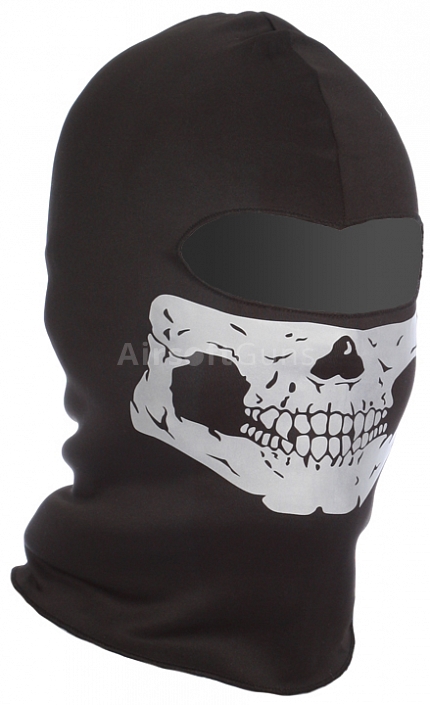 Balaclava Ghost, one hole, reflective faceskull, black, ACM