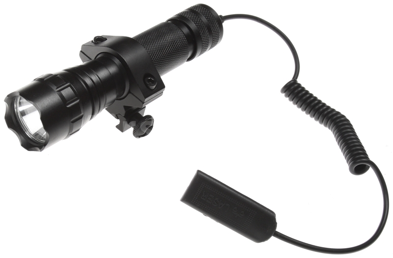 Tactical flashlight, green light, 150 lm, mount ring, external switch, UltraFire