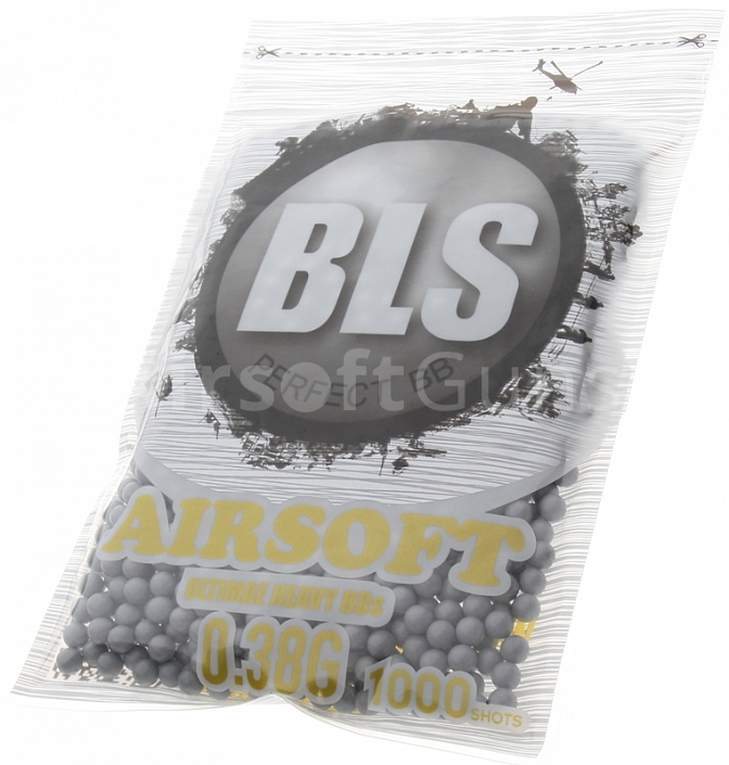 Airsoft BBs, 0.38g, 6mm, gray, stainless, 1000rd, small bag, BLS