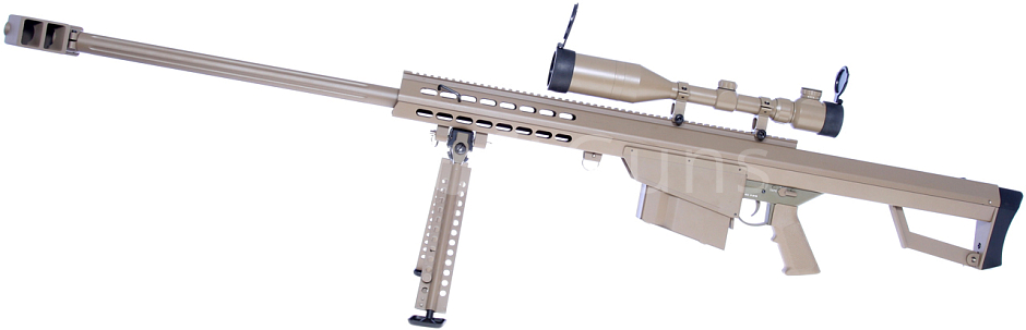 Barrett M82A1, TAN, bipod, scope, Snow Wolf, SW-02A