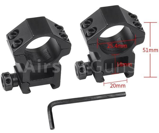 Mount rings 25 mm, high, HD, T-Eagle
