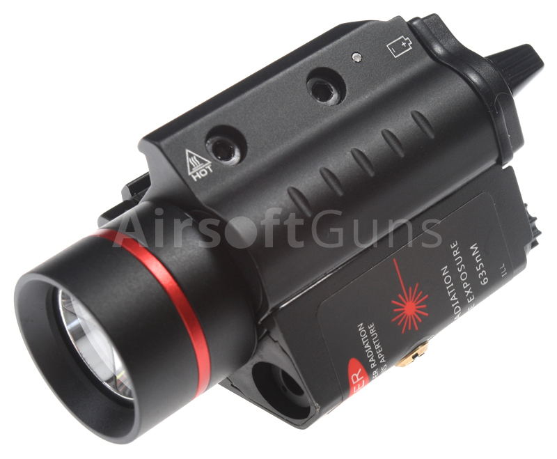 Tactical flashlight, full metal, M7P, LED, laser, black, ACM